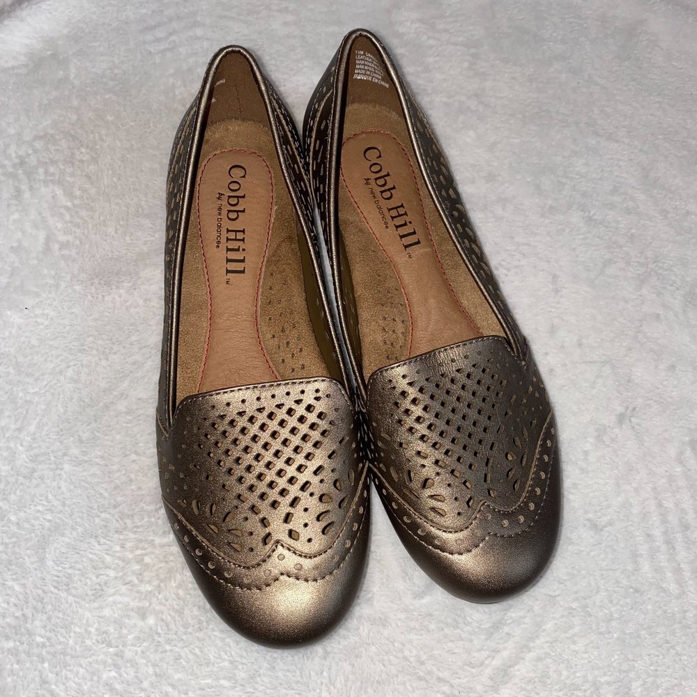 Cobb Hill By New Balance Ivy Pewter Leather Flats Size 7.5m